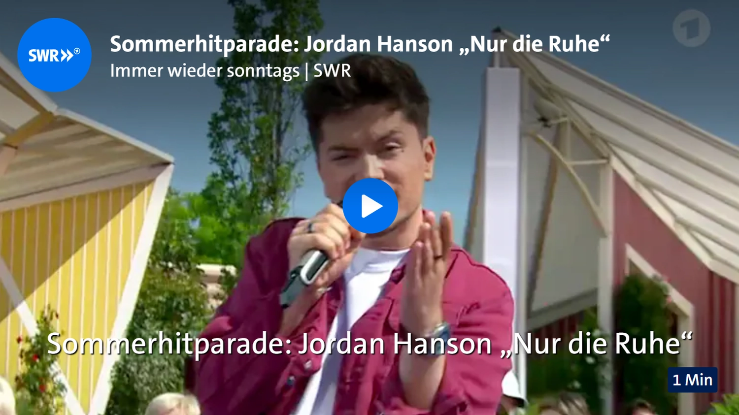 Jordan Hanson - Sänger - Sommerhitparade-Cover